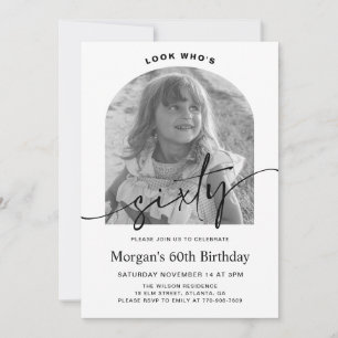 Modern Arch Minimalist Photo 60th Birthday Invitation