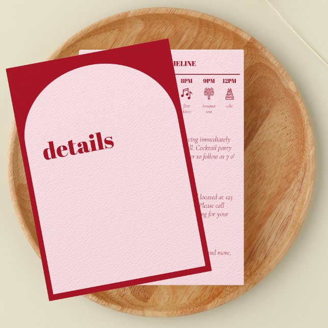 Modern Arch Minimalist Wedding Timeline Details En Enclosure Card (Creator Uploaded)