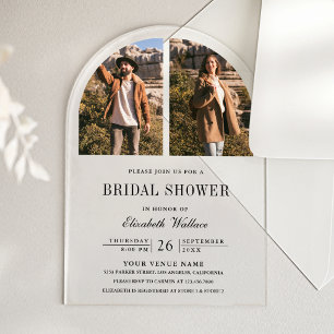 Modern Arch Photo Bridal Shower Acrylic Invitations