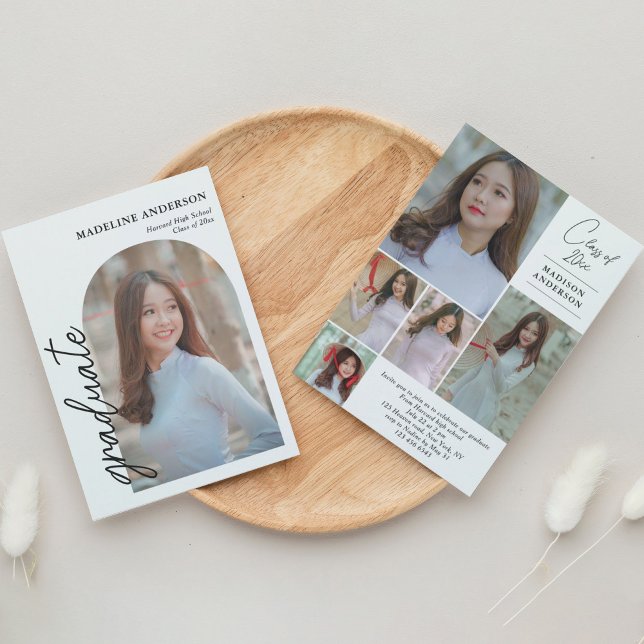 Modern Arch Photo Collage Graduation Invitation (Creator Uploaded)