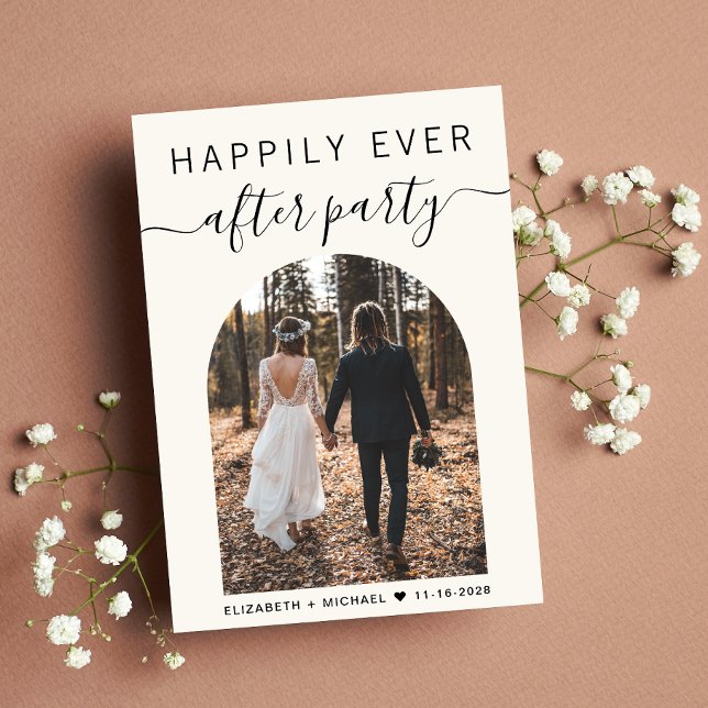 Modern Arch Photo Cream Wedding Reception Invitation (Creator Uploaded)