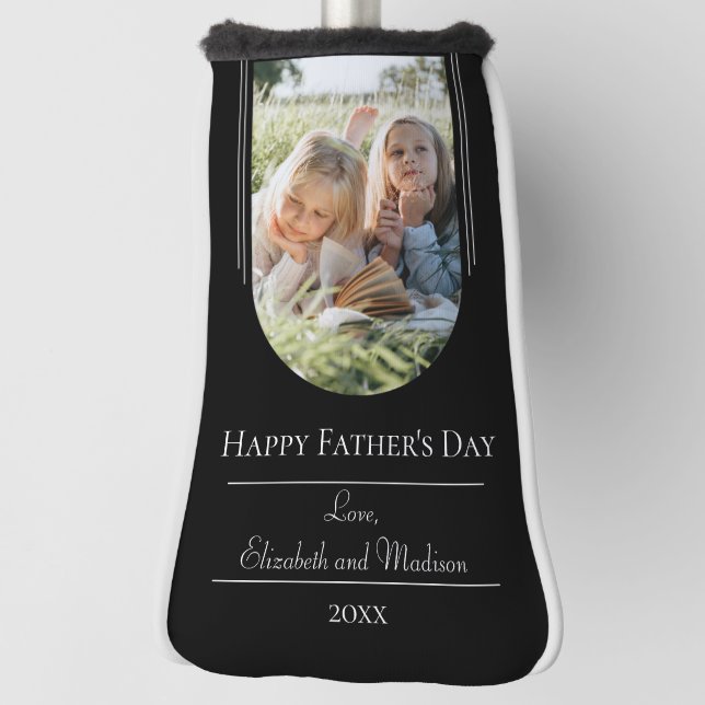 Modern Arch Photo Father's Day | Black Golf Head Cover (Rotate 90)
