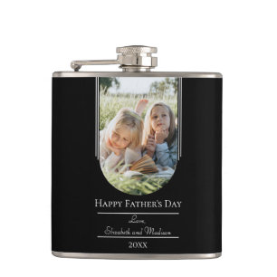 Modern Arch Photo Father's Day Black Hip Flask