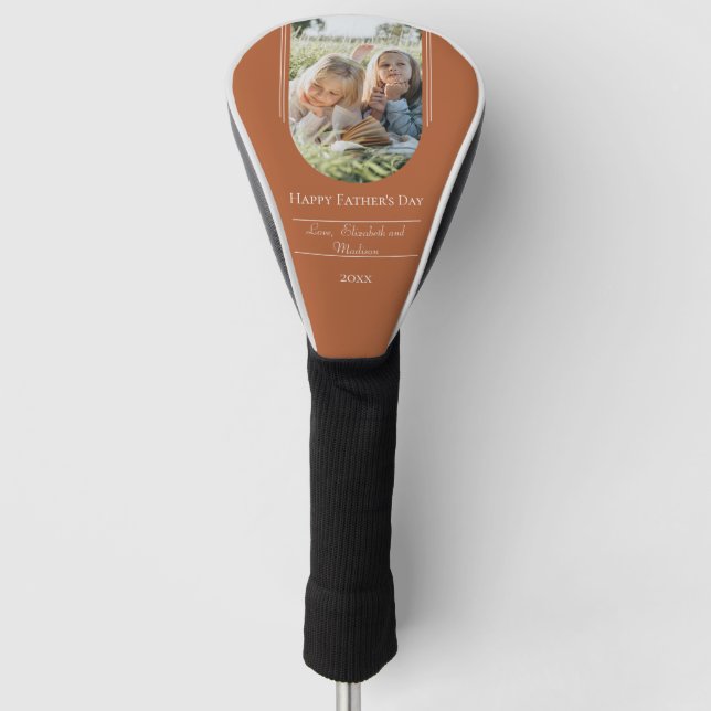 Modern Arch Photo Father's Day | Burnt Orange Golf Head Cover (Front)
