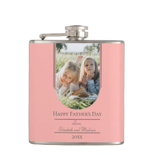 Modern Arch Photo Father's Day   Coral Hip Flask