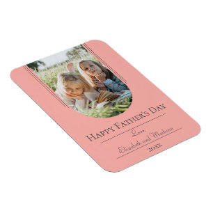 Modern Arch Photo Father&#x27;s Day   Coral Magnet