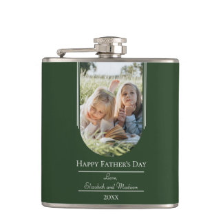 Modern Arch Photo Father's Day | Emerald Green Hip Flask