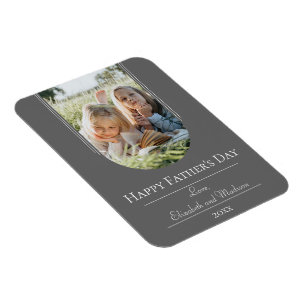Modern Arch Photo Father's Day   Grey Magnet