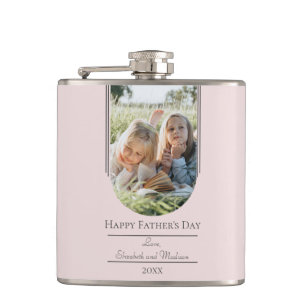 Modern Arch Photo Father's Day   Pink Hip Flask