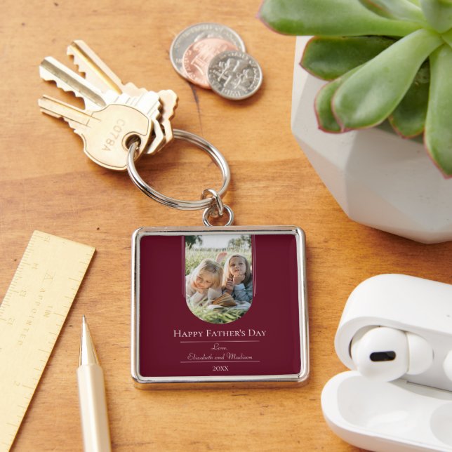 Modern Arch Photo Father's Day | Red Keychain (Desk)