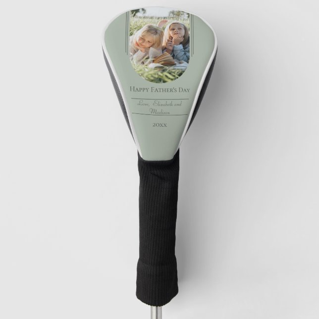Modern Arch Photo Father's Day | Sage Green Golf Head Cover (Front)