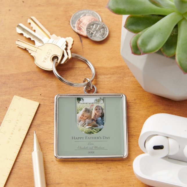 Modern Arch Photo Father's Day | Sage Green Keychain (Desk)