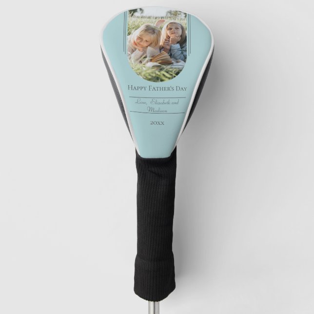 Modern Arch Photo Father's Day | Teal Golf Head Cover (Front)
