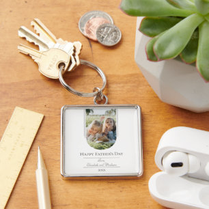 Modern Arch Photo Father's Day   White Keychain