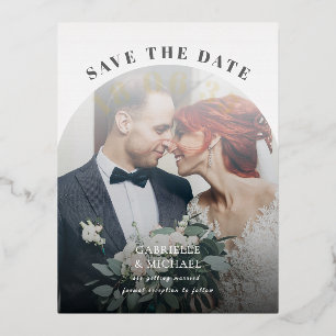Modern Arch Photo Foil Save the Date Card