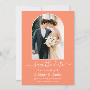 Modern Arch Photo Frame Coral Save The Date