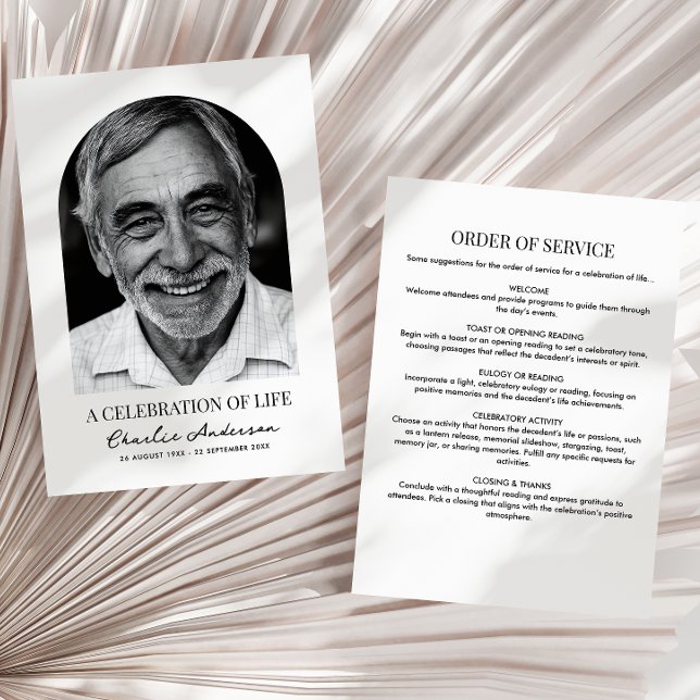 Modern Arch Photo Funeral Or Memorial Service Program (Creator Uploaded)