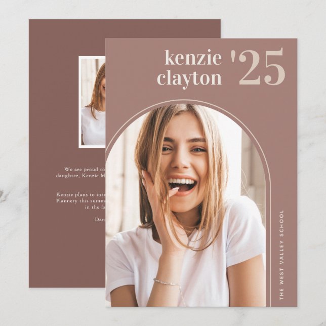 Modern Arch Photo Graduation Announcement (Front/Back)