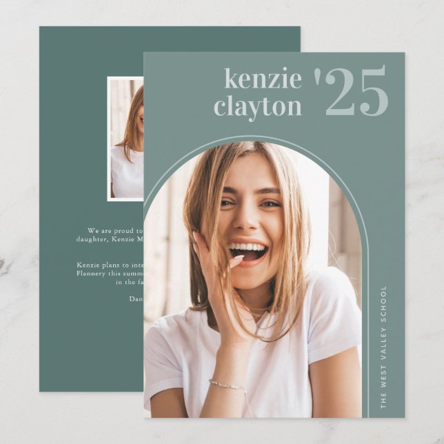 Modern Arch Photo Graduation Announcement (Front/Back)