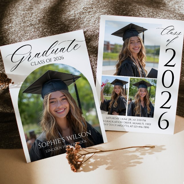 Modern Arch Photo Graduation Invitation (Creator Uploaded)