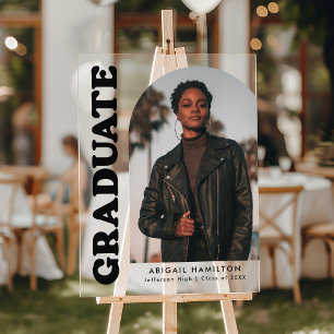 Modern Arch Photo Graduation Party Acrylic Sign