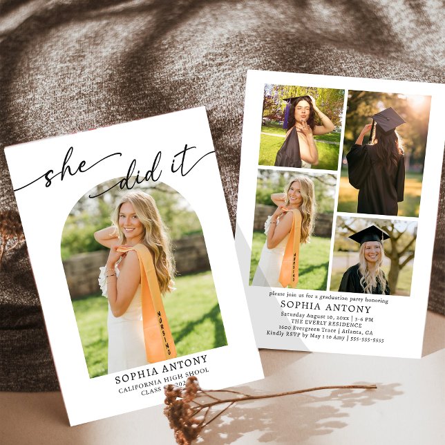 Modern Arch Photo Graduation Party Invitation (Créateur téléchargé)