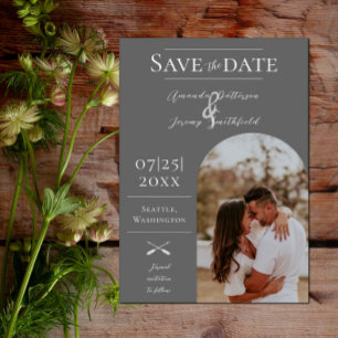 Modern Arch Photo   Grey Save the Date