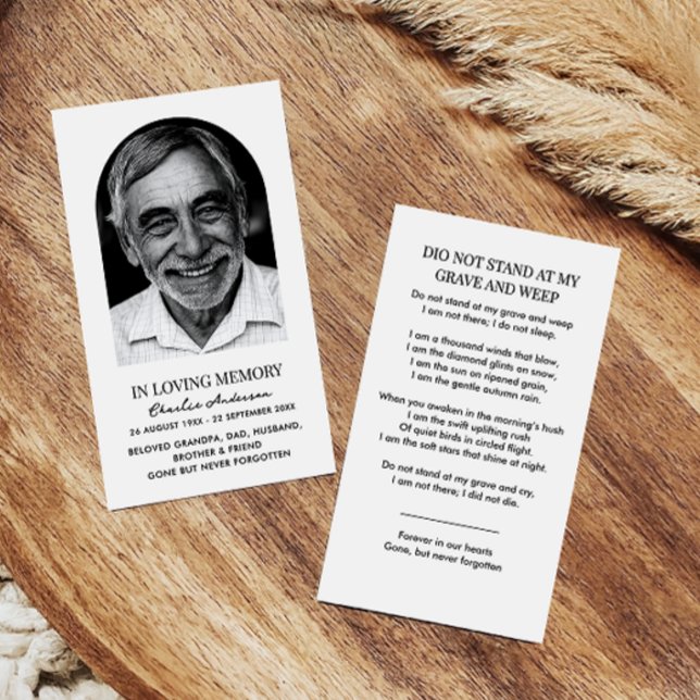 Modern Arch Photo Memorial Prayer Cards (Creator Uploaded)