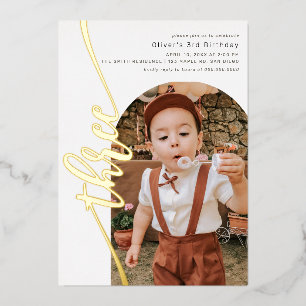 Modern Arch Photo Vertical Script 3rd Birthday