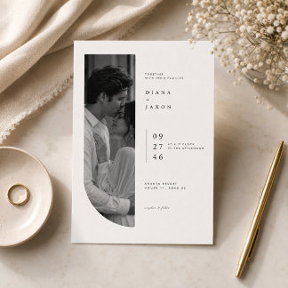 Modern Arch Photo Wedding Invitation Template.