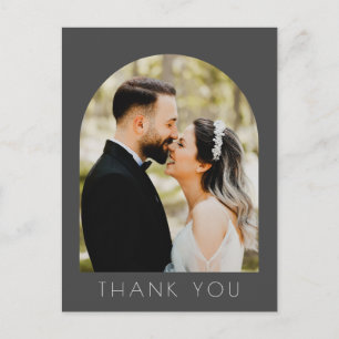 Modern Arch Photo Wedding Thank You Postcard