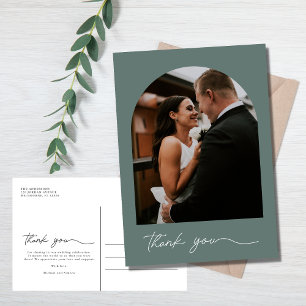 Modern Arch Photo Wedding Thank You Postcard