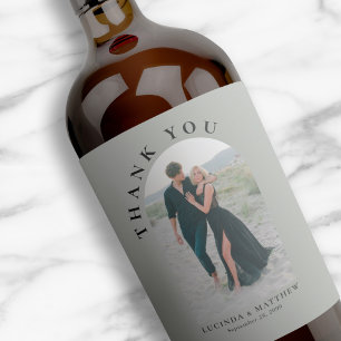 Modern Arch Photo Wedding Thank You Wine Label