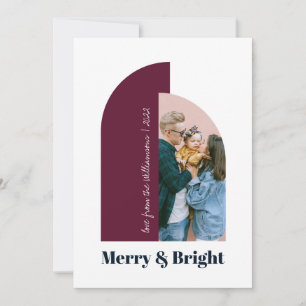 Modern Arch Purple Blue Photo 2022 Holiday Card