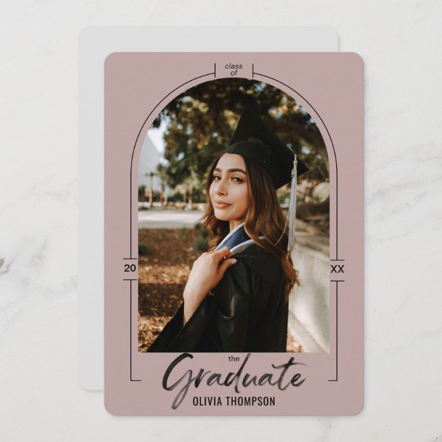 Modern Arch Purple Graduation Announcement &  (Front/Back)