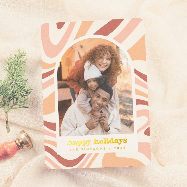 Modern Arch Retro Groovy Christmas Holiday Photo (Creator Uploaded)