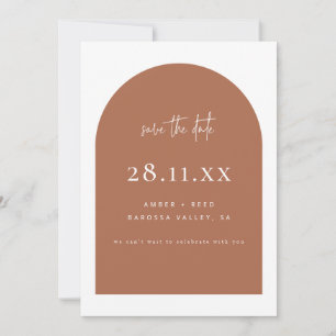 Modern Arch Retro Minimalist Copper Script Save The Date