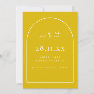 Modern Arch Retro Minimalist Golden Yellow Save The Date