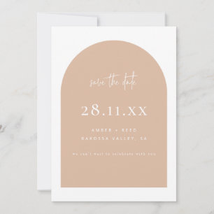 Modern Arch Retro Terrazzo Pink Script Save The Date
