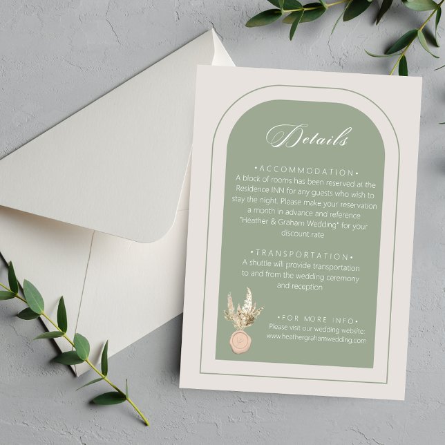 Modern Arch Sage Green Wedding Enclosure Card (Creator Uploaded)