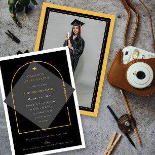 Modern Arch Tassels Frame Photo Graduate Party Invitation