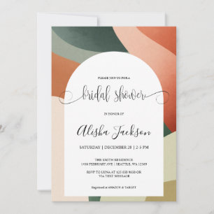 Modern Arch Terracotta & Sage Bridal Shower  Holiday Card