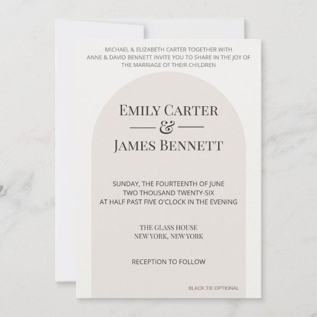 Modern Arch Wedding Invitation Template (Front)