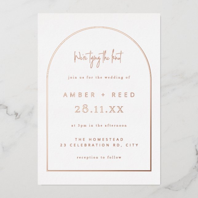 Modern Arch Wedding Real Rose Gold Foil  (Front)
