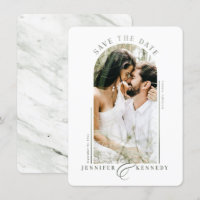 Modern Arched Photo Frame Sage Green Marble Back
