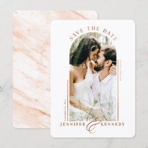 Modern Arched Photo Frame Terracotta Marble Back Save The Date