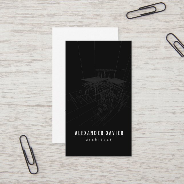 modern Architect black business card (Front/Back In Situ)