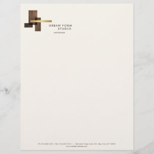 Modern Architect Wood Logo Ivory Letterhead