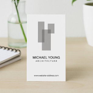Modern Architectural Blocks Logo Grey/White Business Card