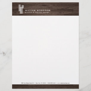 Modern Architectural Blocks Logo II on Dark Wood Letterhead